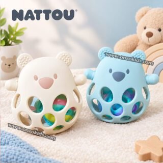 Hochet avec balle Ours en silicone - Nattou