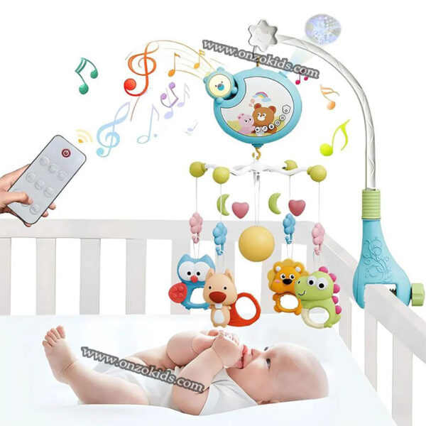 Bébé Musical Berceau Mobile Télecommandé Rotatif Avec Musique Lumières