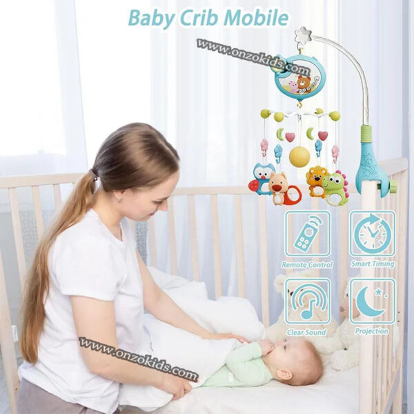 Bébé Musical Berceau Mobile Télecommandé Rotatif Avec Musique Lumières – Image 4