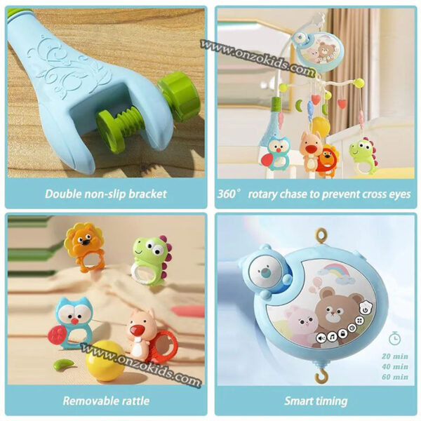 Bébé Musical Berceau Mobile Télecommandé Rotatif Avec Musique Lumières – Image 5