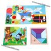 Jouet éducatif créatif Tangram Puzzle géométrie en bois pour enfants – Image 5