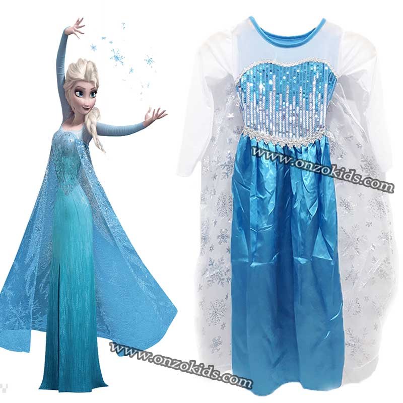 Robe de princesse reine des neiges pour filles, costume de fête de