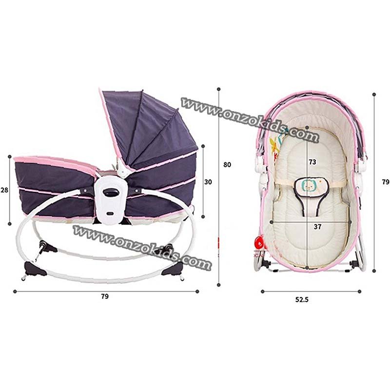 Transat Bébé 5 en 1 Lit Berceau Portable avec Boîte Vibrante Musical Auvent  Amovible Brrière et Dossier Ajustables Vert - Costway