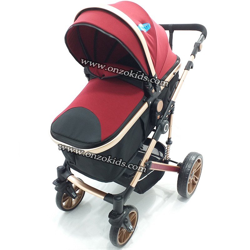 Poussette 3 en 1 Bébé Combinée Siège-Auto Nacelle Trio Réversible cuir  pu.MARRON