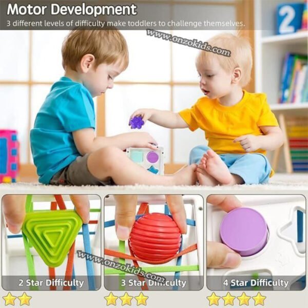 Montessori trieur de cubes éducatifs avec élastiques – Huanger – Image 5