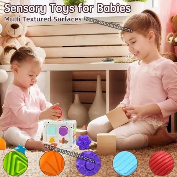 Montessori trieur de cubes éducatifs avec élastiques – Huanger – Image 2