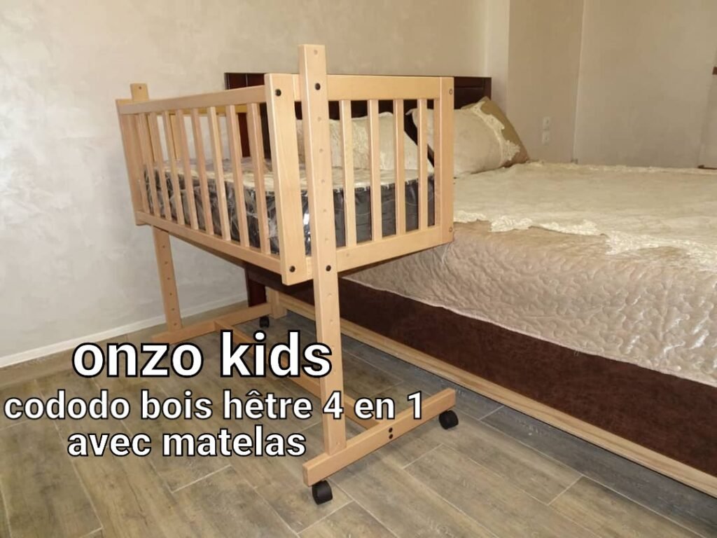 Lit cododo en bois hêtre 4 en 1 avec matelas