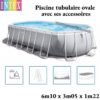 Piscine tubulaire ovale 610 x 305 x 122 cm avec ses accessoires |Intex