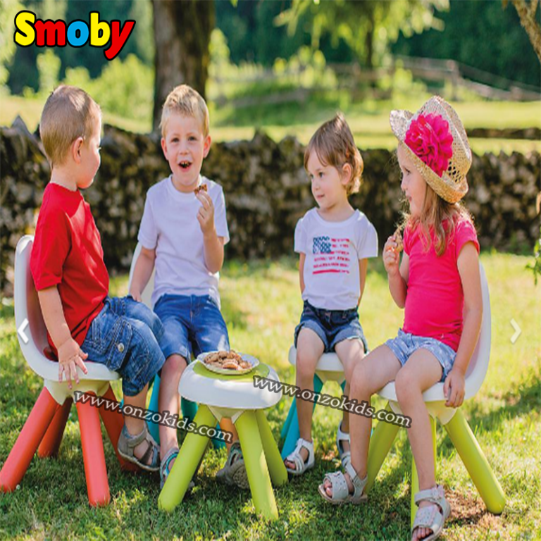 Tabouret Enfant Smoby Kid - Dès 18 Mois - Usage Intérieur/Extérieur - Hauteur 27cm - Support 50kg - Gris/Beige