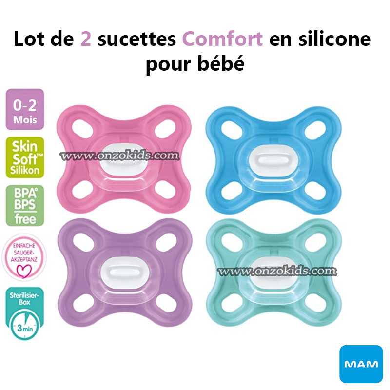MAM Sucette Comfort 0-2 mois - Sucette nouveaux-nés en silicone