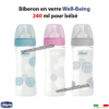 Biberon en verre Well-Being anti-colique 240 ml pour bébé 0m+ - Chicco
