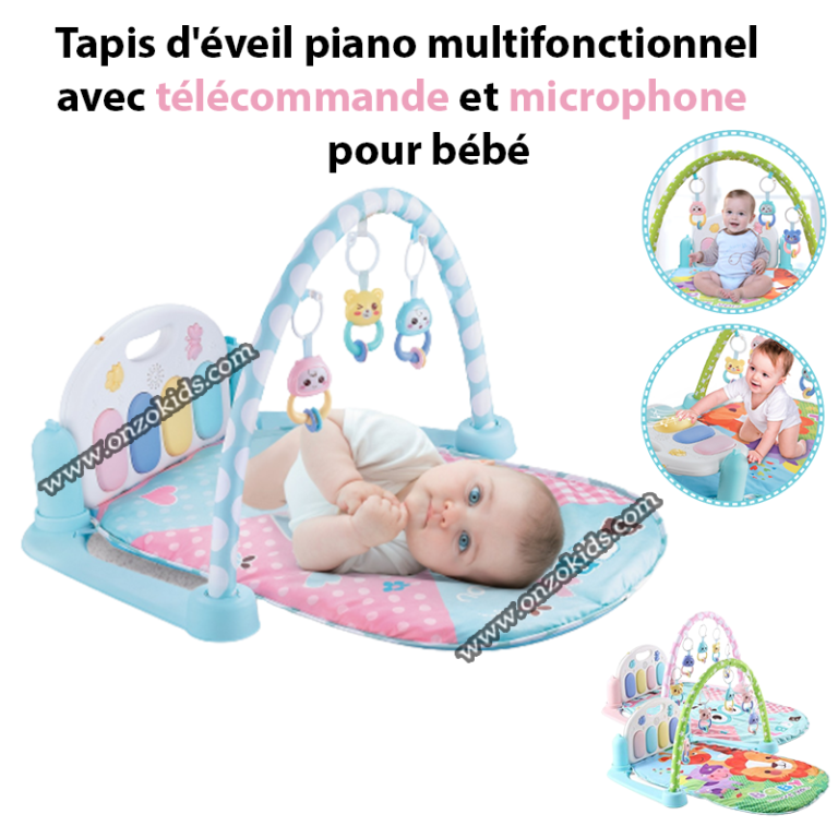 Tapis D'éveil Piano Bébé Avec Arche - 72x40x47 Cm - Lumières, Sons, Jouets Détachables - Pour Nouveau-nés Et Nourrissons