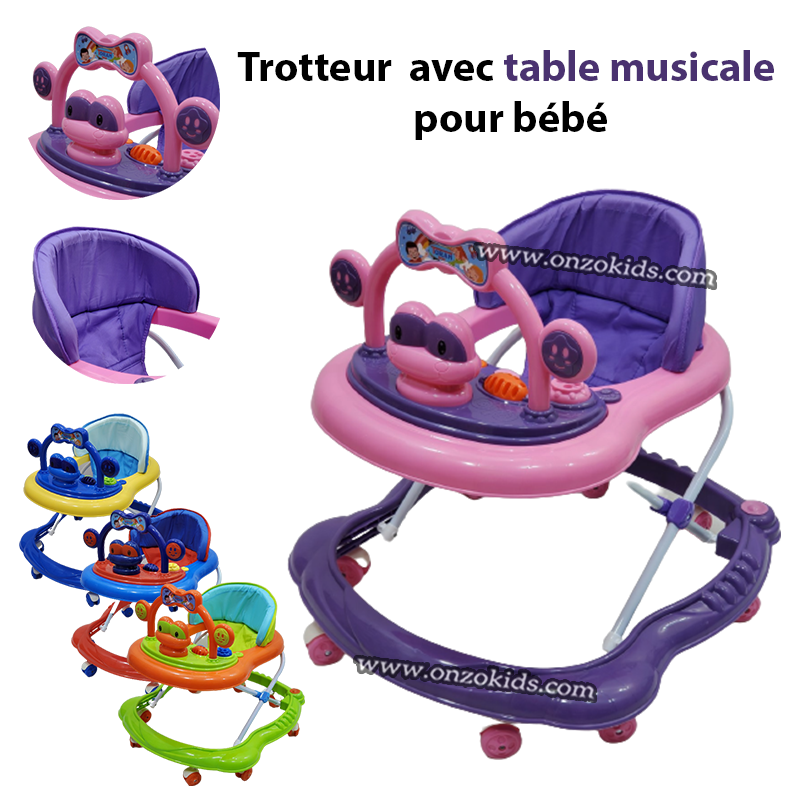 Trotteur en bois avec Jouets - Poussette pour bébés avec centre de jeu  interactif 