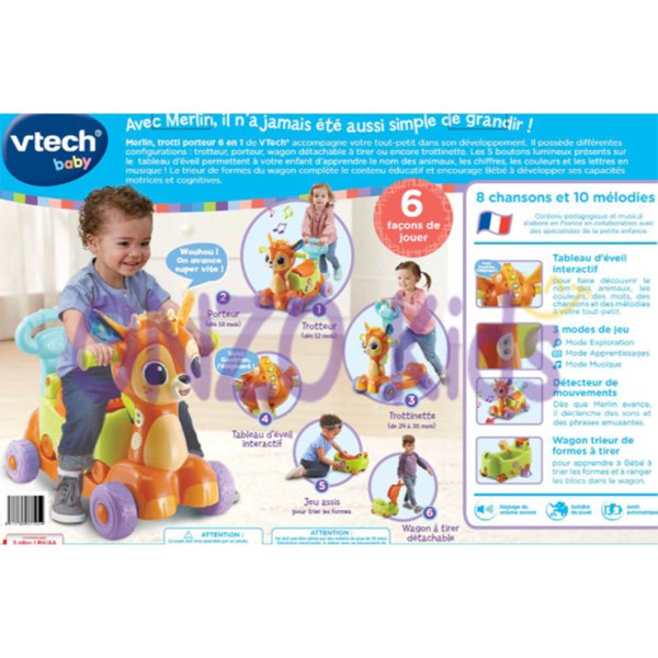 Merlin, trotti porteur 6 en 1 pour bébé - VTech – Image 8