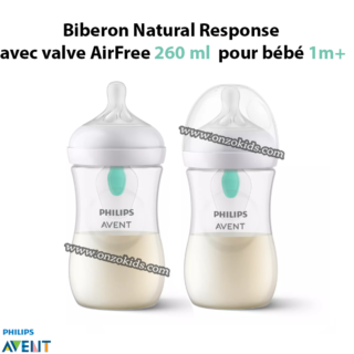 Biberon Natural Response avec valve AirFree 260 ml  pour bébé 1m+ - AVENT PHILIPS