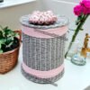 Panier de rangement en osier avec couvercle – Image 3