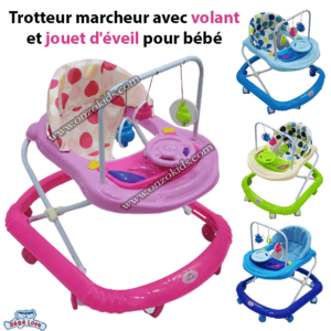 Trotteur marcheur avec volant et jouet d'éveil pour bébé - Bébé Love