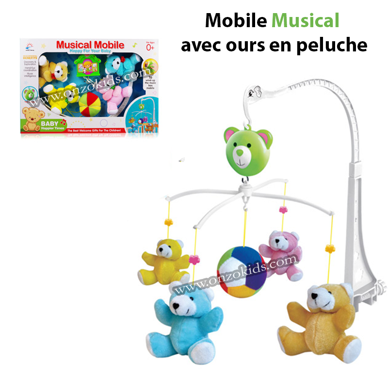 SaiXuan Mobile Musical Berceau Bébé,Mignon Ours en Peluche