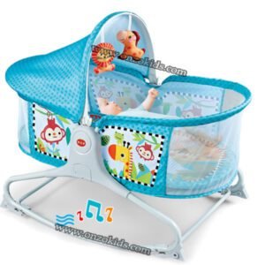 Berceau, Lit à bascule avec tapis 2en1, sons et vibrations pour Bébé - bleu