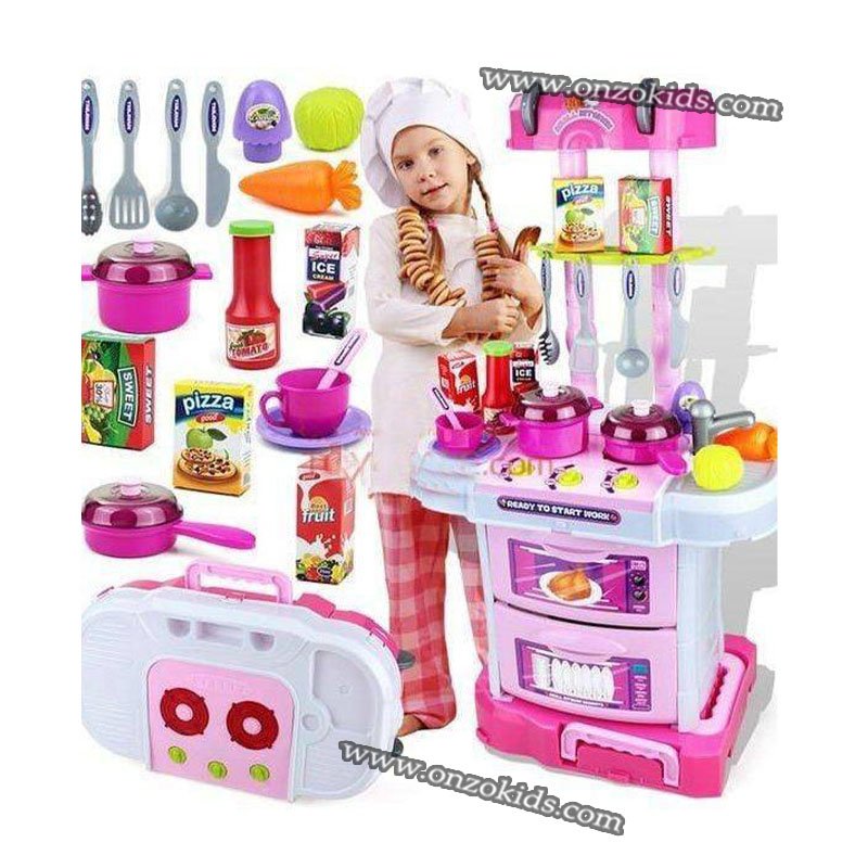 Cuisine En Bois Pour Enfants Rose Gourmet - Jeu D’Imitation Multifonction - Dès 3 Ans - Small Foot 11465