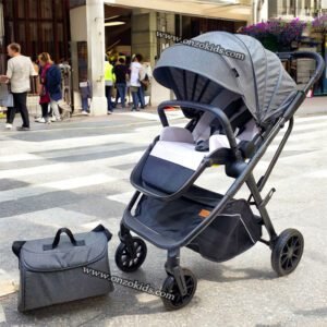 Poussette réversible avec moustiquaires - CHANOU KIDS - Gris