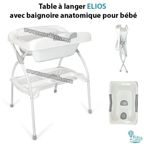 Baignoire, Table à langer 2en1 anatomique pour bébé ELIOS – Image 13