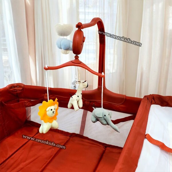 Lit parc style Tente balançoire et musical pour bébé - Pingouin – Image 5