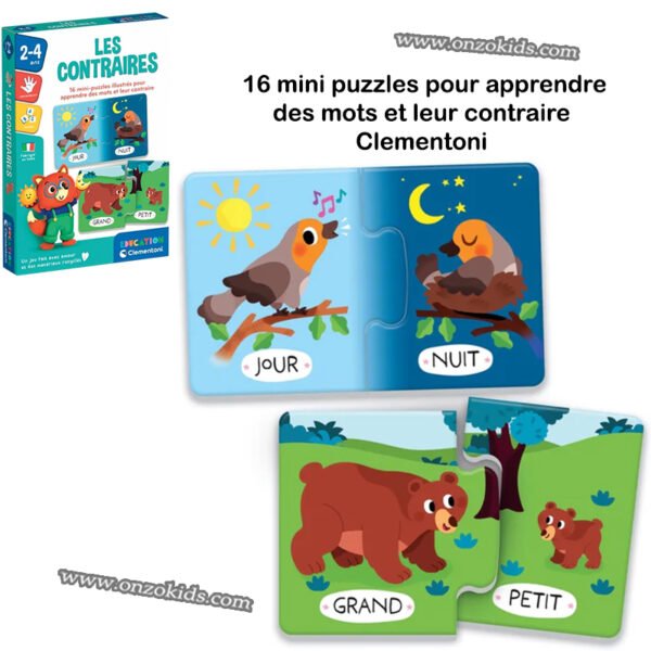 16 mini puzzles pour apprendre des mots et leur contraire - Clementoni