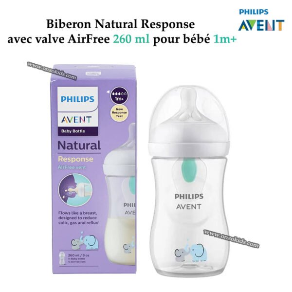 Biberon Natural Response avec valve AirFree 260 ml pour bébé 1m+| AVENT PHILIPS