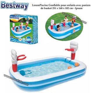 Piscine Gonflable pour enfants avec paniers de basket 251 x 168 x 102 cm -Bestway