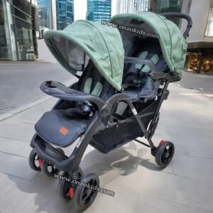 Poussette de luxe pour jumeaux Kosato - Mini pouce - Black+Light Green