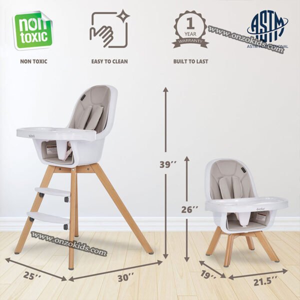 Chaise Haute Reglable 3en1 pour bebe - Angelo – Image 3