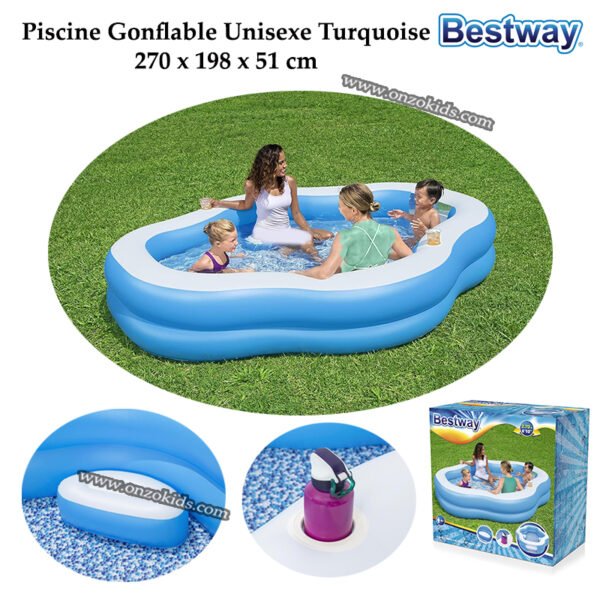 Piscine Gonflable Unisexe Turquoise 270 x 198 x 51 cm - Bestway