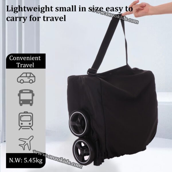 Poussette pliable compacte facile à transporter avec sac à dos – Image 3