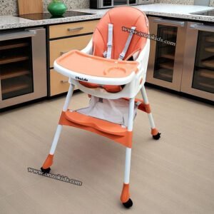 Chaise haute Balançoire réglable avec dossier inclinable 3en1 Julia - Orange sans motif