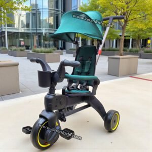 Vélo Poussette Tricycle compacte pliable avec Siege réversible - Green
