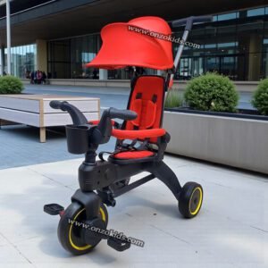 Vélo Poussette Tricycle compacte pliable avec Siege réversible - Red