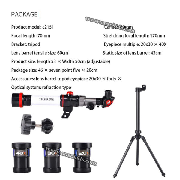 Télescope astronomique avec trépied pour enfants – Image 6