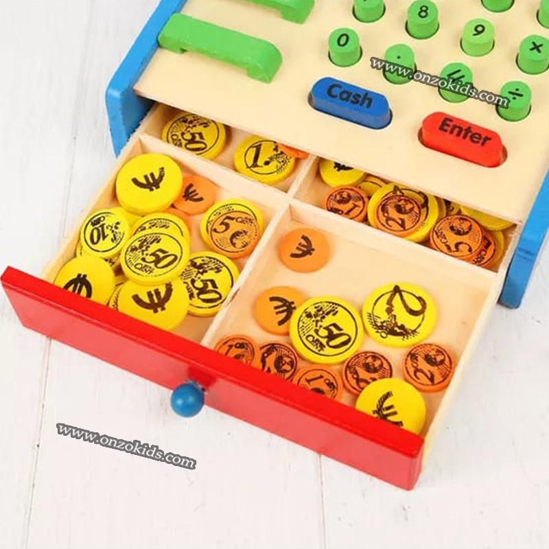 Caisse enregistreuse en bois Jeu éducatif pour enfants – Image 2