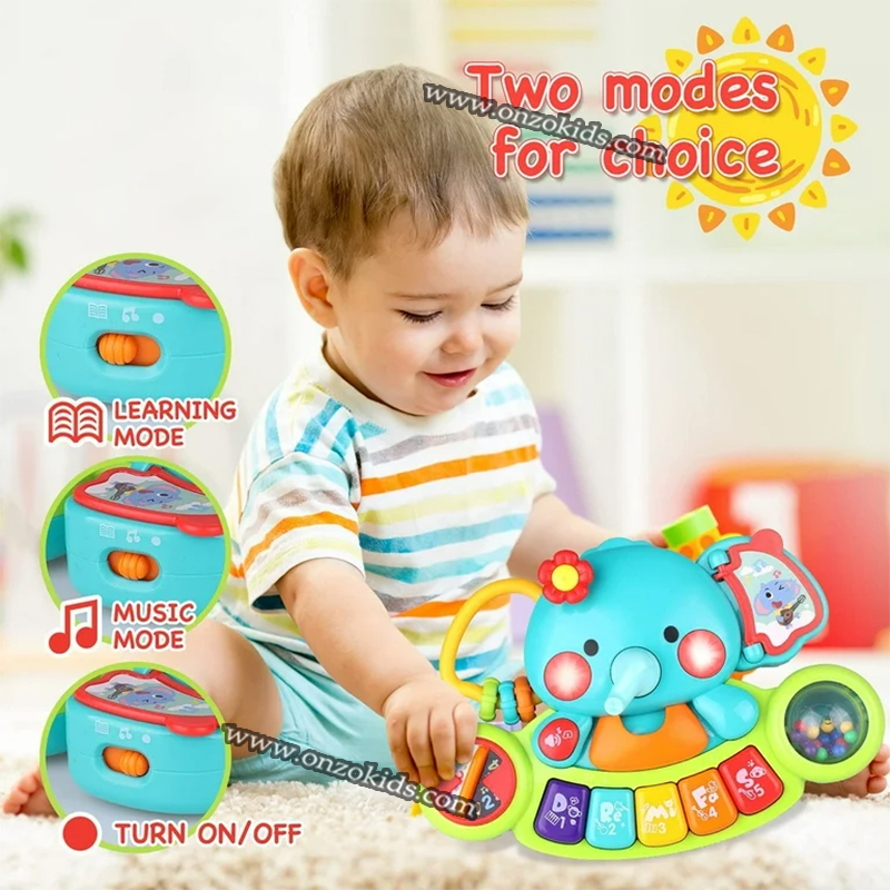 Éléphant interactif 6m+ avec mini piano pour enfants-HoLa