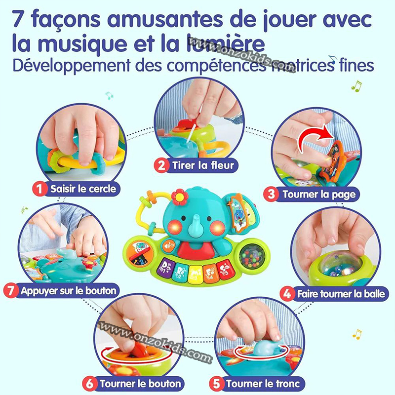 Éléphant interactif 6m+ avec mini piano pour enfants-HoLa – Image 4