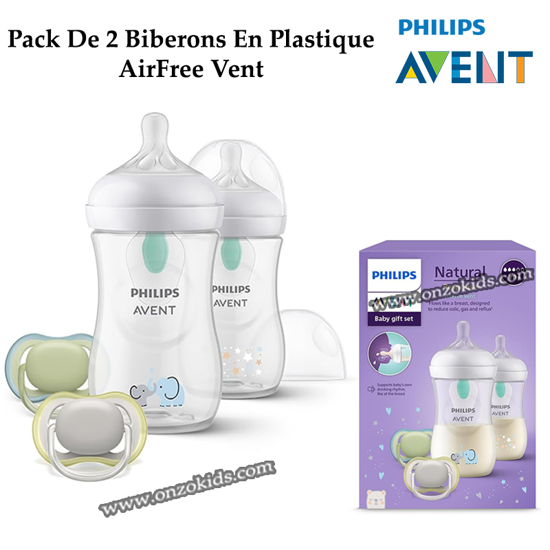 Pack de 2 biberons en plastique AirFree vent – Philips Avent