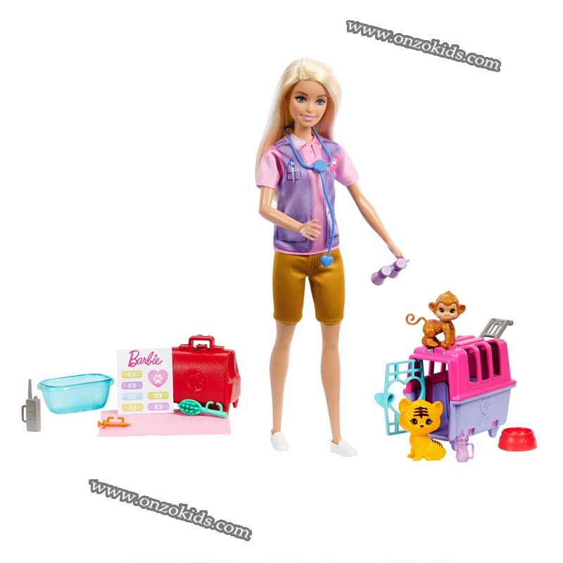Barbie Sauvetage D’Animaux Coffret Poupée Blonde et Accessoires – Image 2