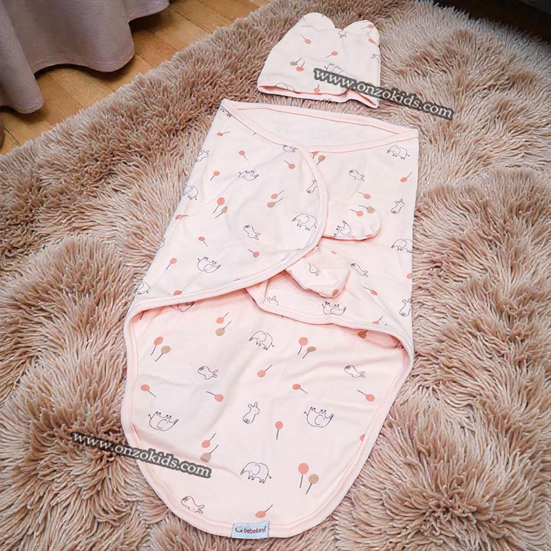 Un lange D’emmaillotage pour Nouveau-né avec Bonnet – Bebekevi