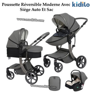 Poussette Réversible Moderne Avec Siège Auto Et Sac - Kidilo