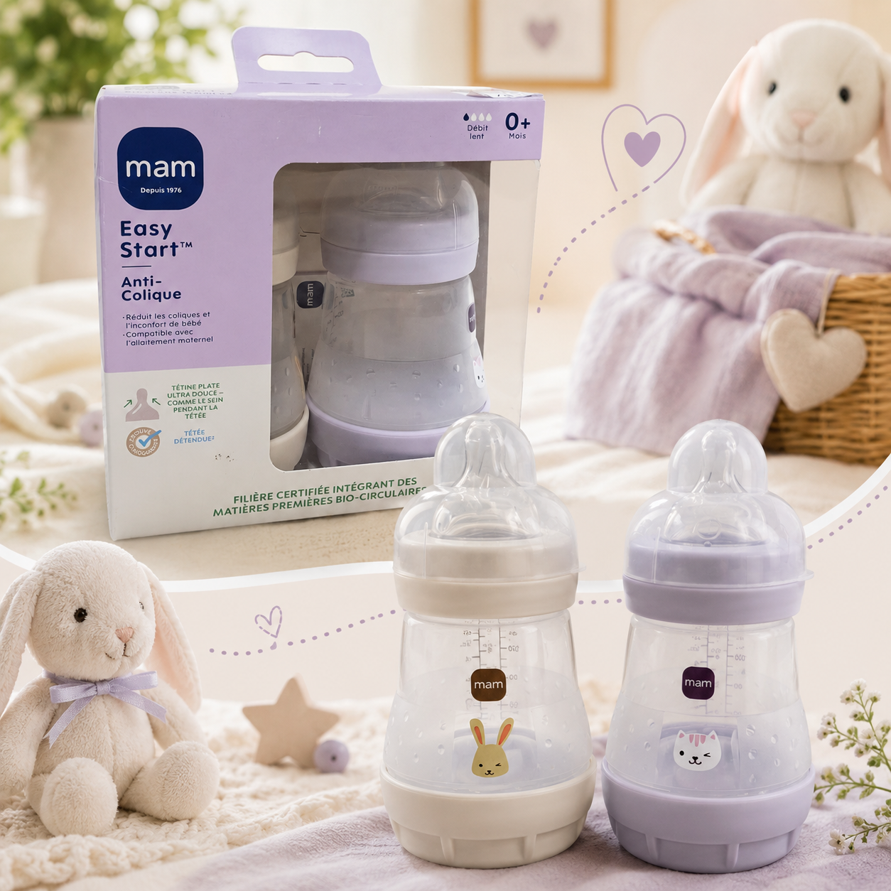 Biberon Easy Start anti-colique 160 ml pour bébé +0m - MAM