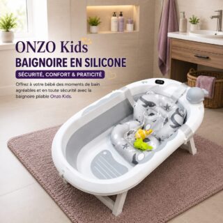 Baignoire pliable portable avec coussin réducteur confortable