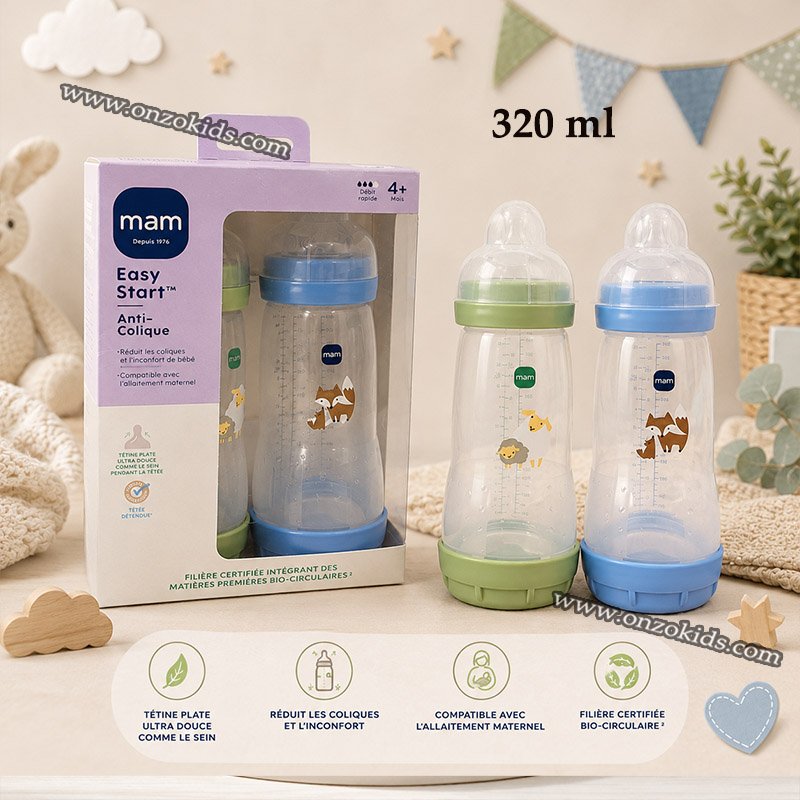 Biberon Easy Start anti-colique 320 ml pour bébé +0m – MAM