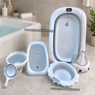 Baignoire Bébé Pliante Multifonction Avec Thermomètre & Accessoires