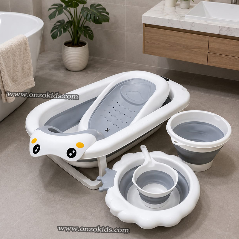 Baignoire Bébé Pliante Multifonction Avec Thermomètre & Accessoires – Image 2